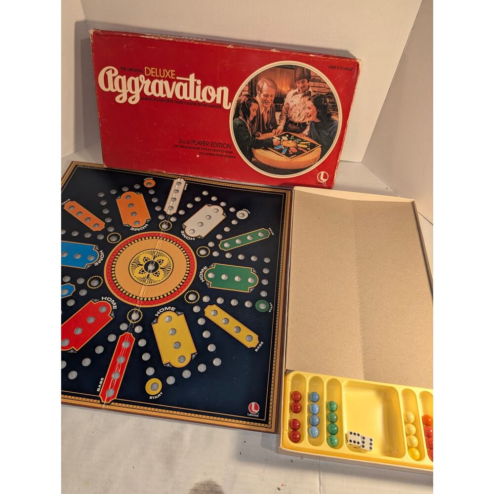 Vintage Lakeside Original Aggravation Board Game Glass Marples